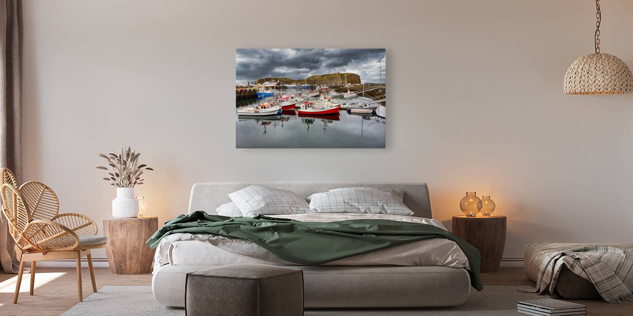 The harbour at Stykkisholmur. Snaefellsnes peninsula. Iceland Reproduction