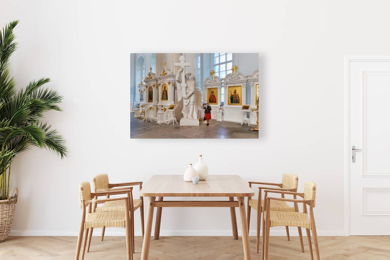 St. Petersburg Russia. Smolny Convent or Smolny Convent of the Resurrection is located on Ploschad Rastrelli on the bank of the River Neva in Saint Petersburg Reproduction