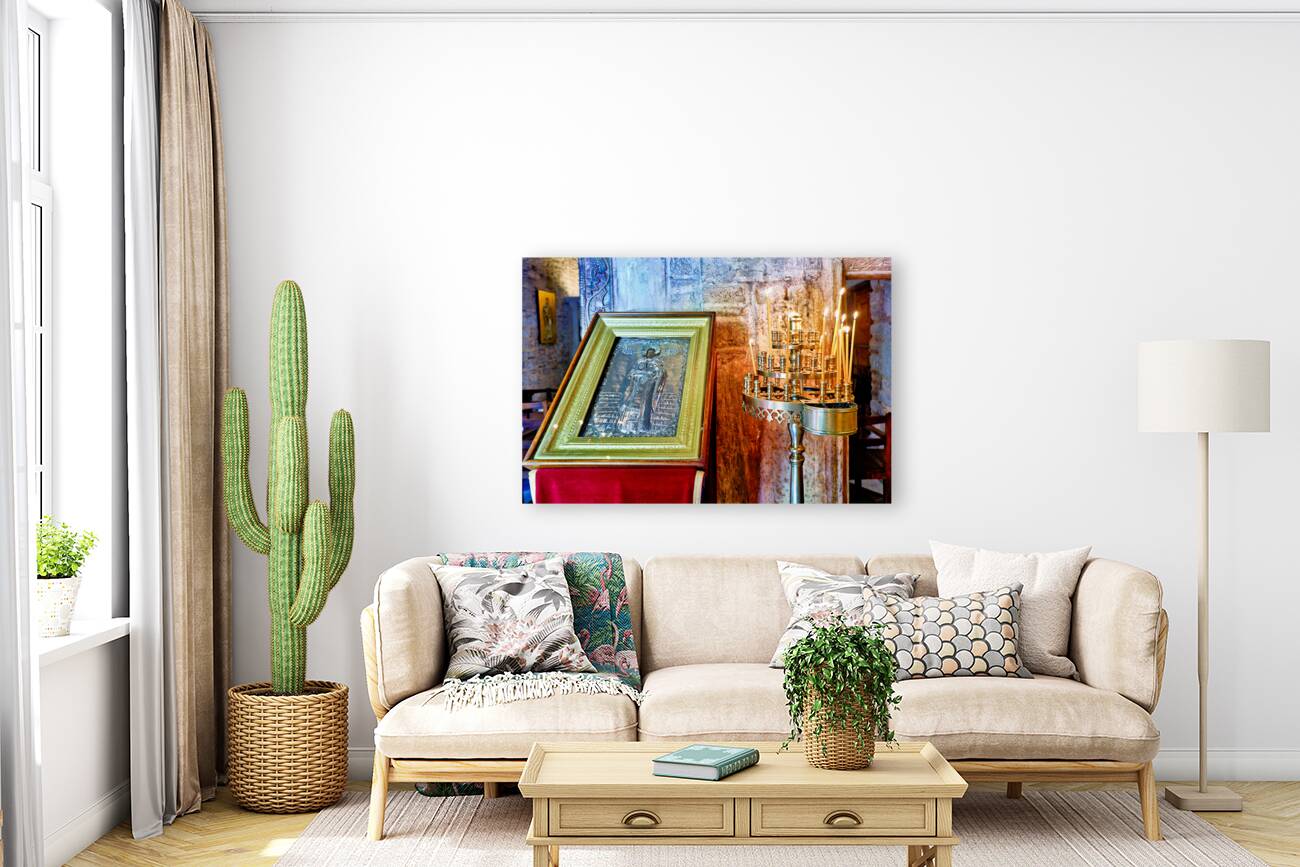 Athens Greece. Votive candles at Agios Eleftherios Orthodox Church Reproduction