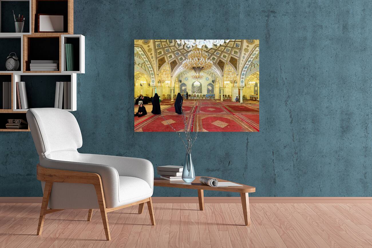 Syria. Damascus. People praying in a mosque Reproduction