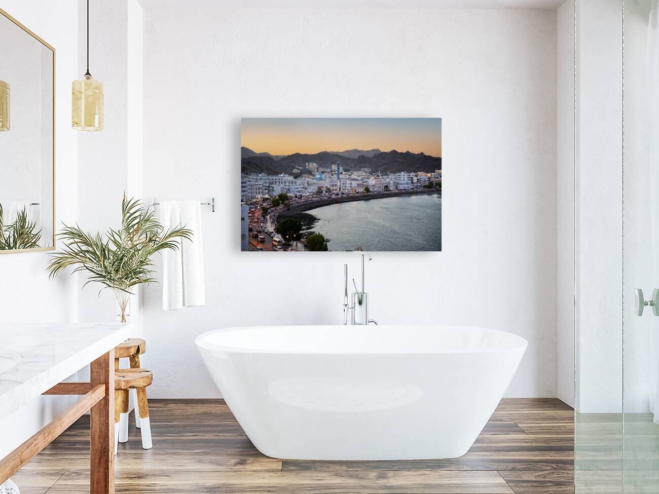 Oman. Muscat. Cityscape at sunset Reproduction