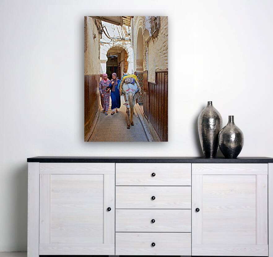 Morocco Fez. Two women walking in the narrow alleys of the Medina Reproduction