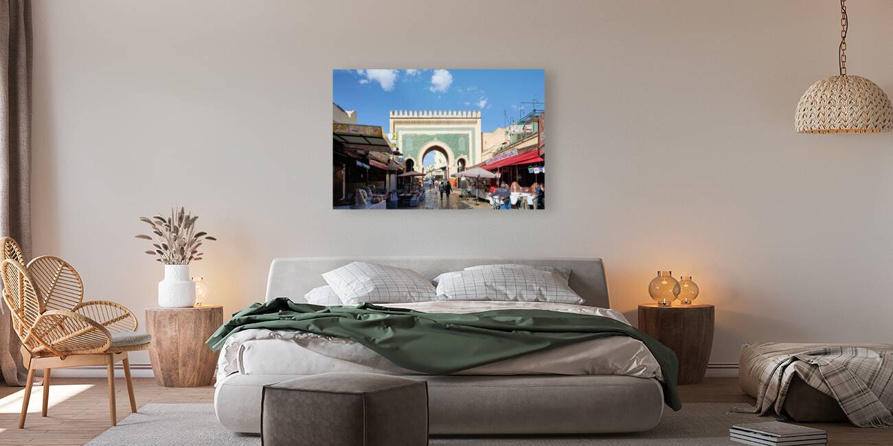 Morocco Fez. Bab Bou Jeloud the blue gate to Medina Reproduction