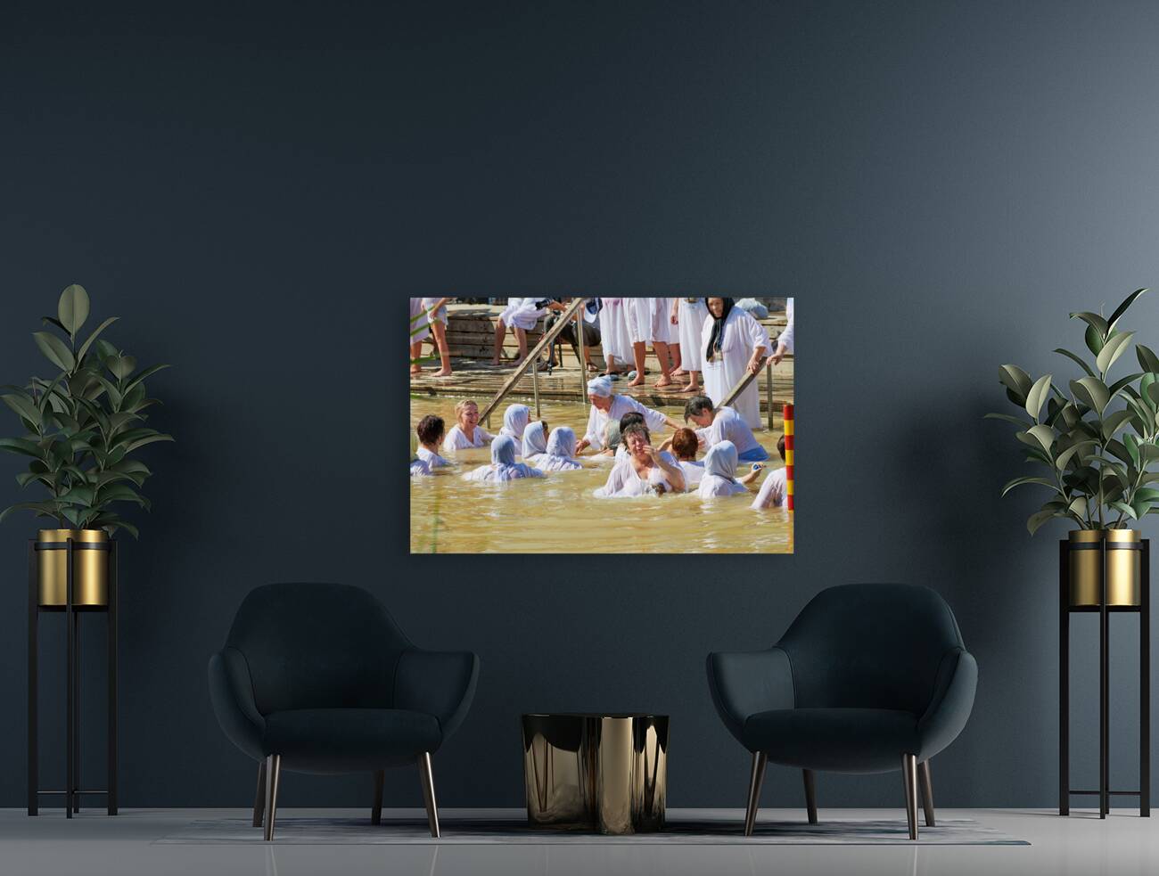 Jordan. Jordan river. Baptism site. The place where Jesus was baptized Reproduction