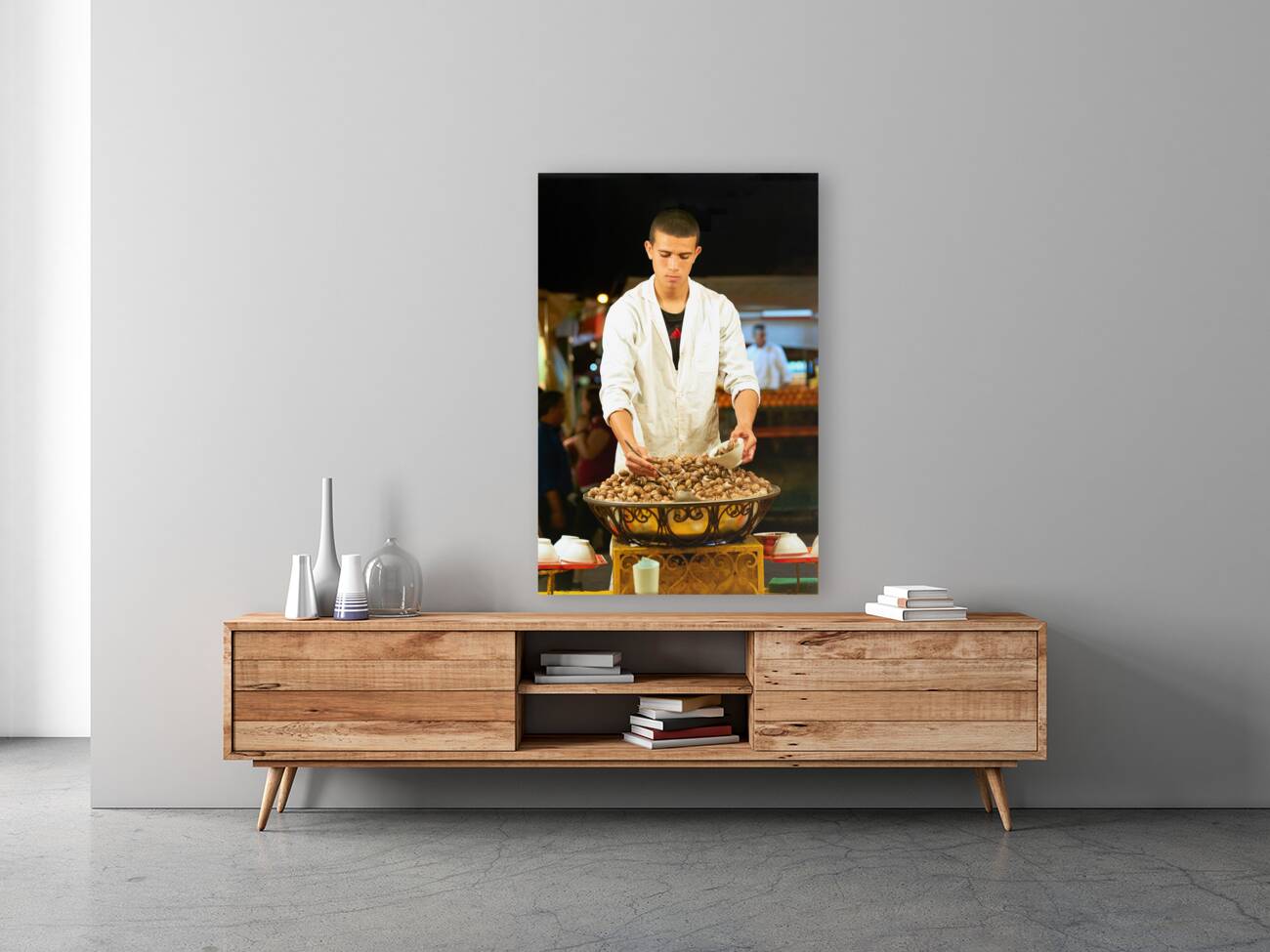 Morocco Marrakesh. Snails for dinner in the street Restaurants in Djema el Fna square Reproduction