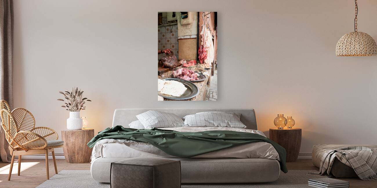 Morocco Marrakesh. The butcher in the Medina Reproduction