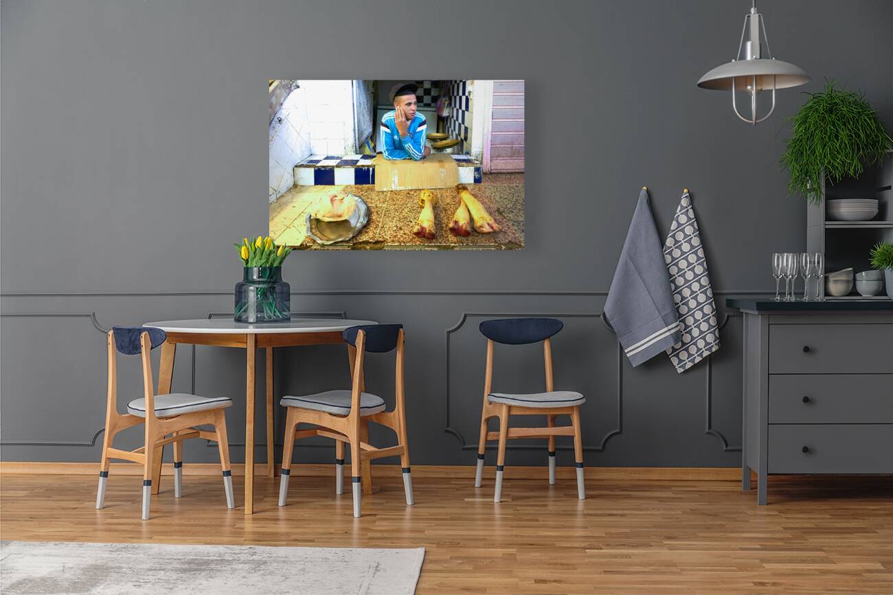 Morocco Meknes. The butcher in the souk Reproduction