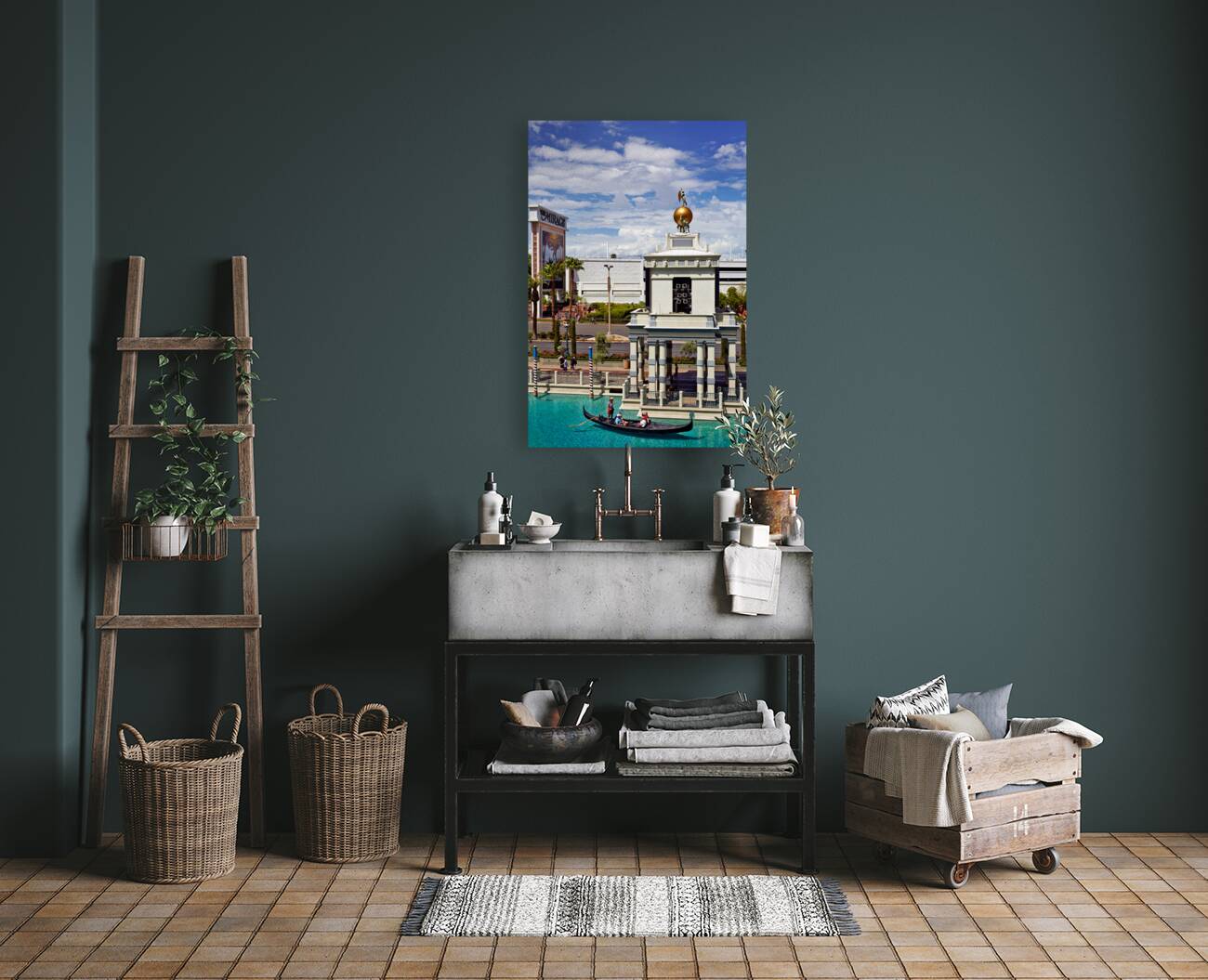 Gondolas at Venetian Hotel. Las Vegas Nevada USA Reproduction