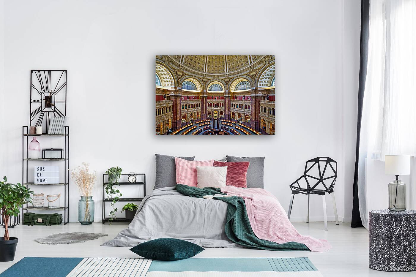 Inside the Library of Congress. The Reading Hall. Washington D.C. Reproduction