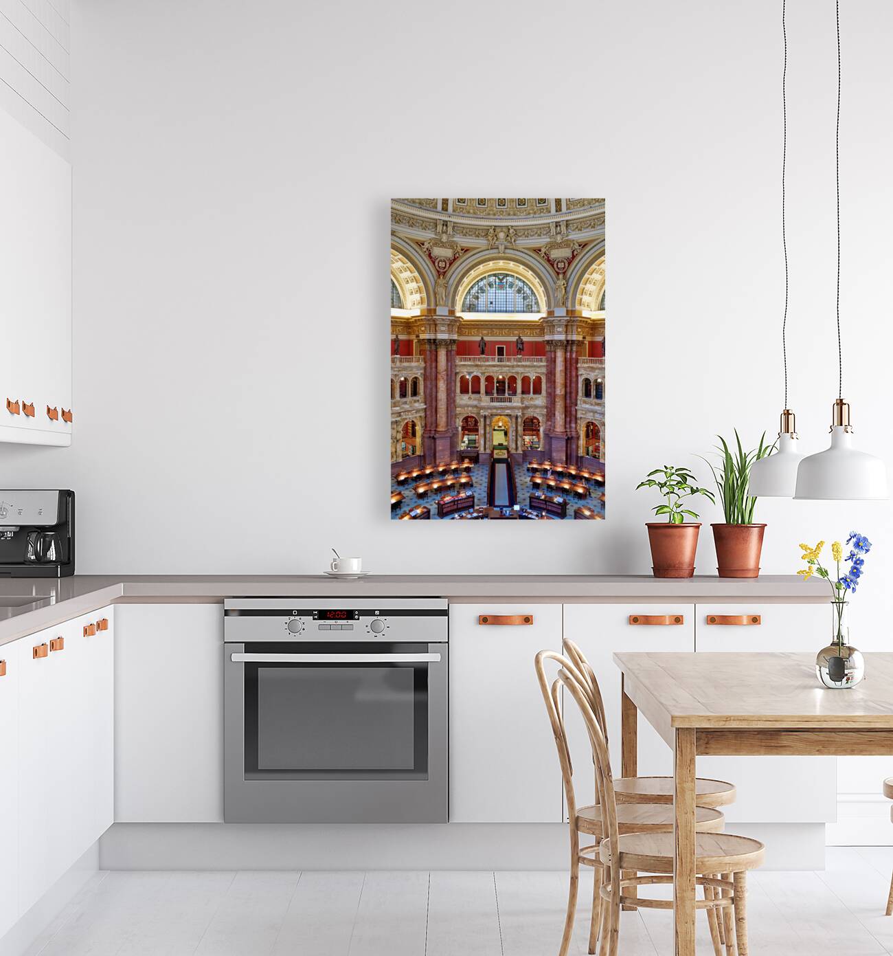 Inside the Library of Congress. The Reading Hall. Washington D.C. Reproduction