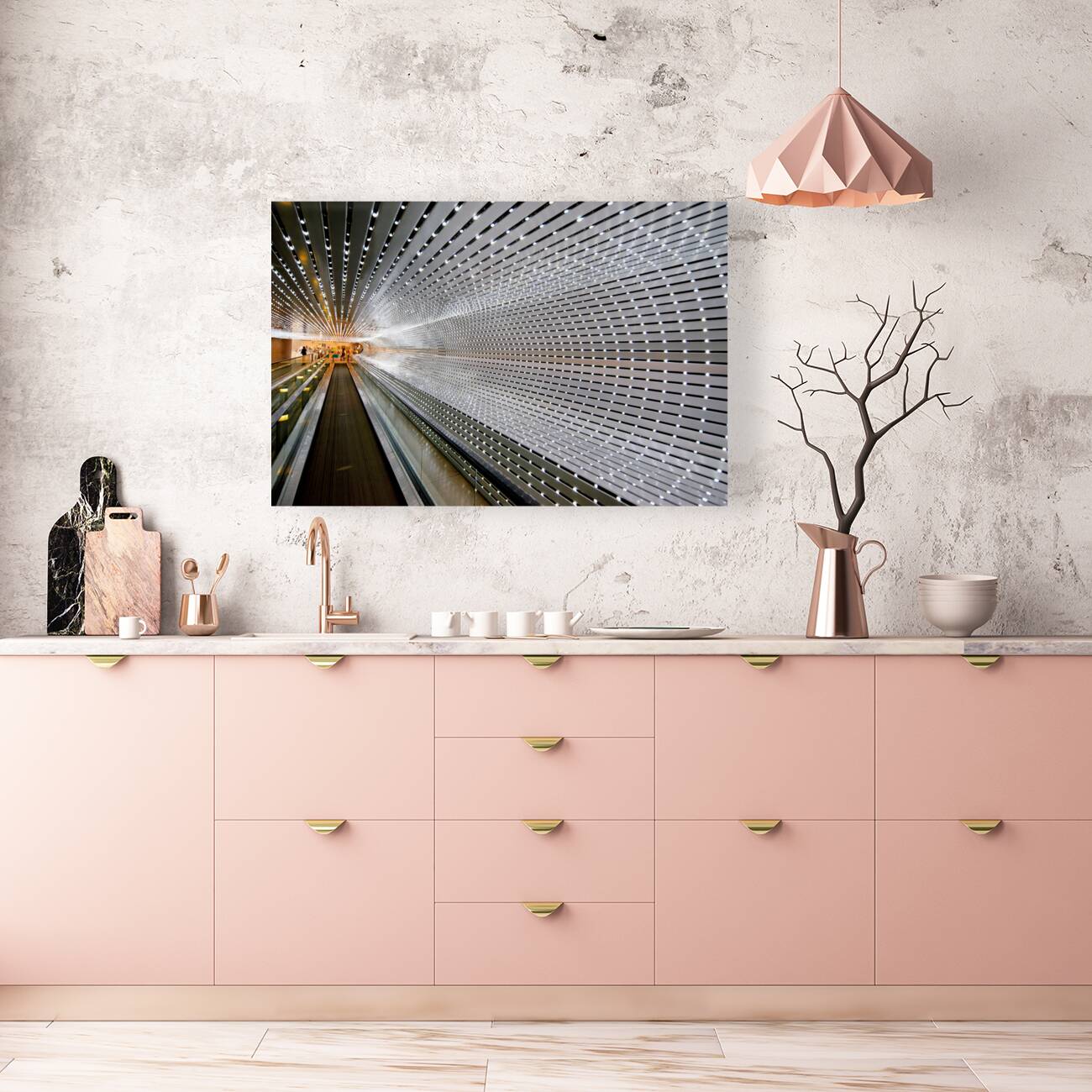 The walkway connecting East and West Buildings of the National Gallery of Art. Washington D.C. Reproduction