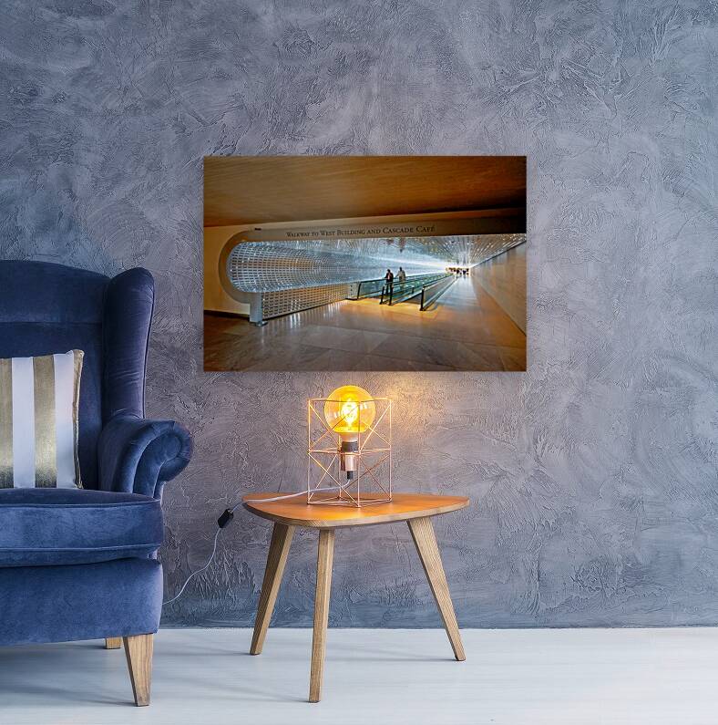 The walkway connecting East and West Buildings of the National Gallery of Art. Washington D.C. Reproduction