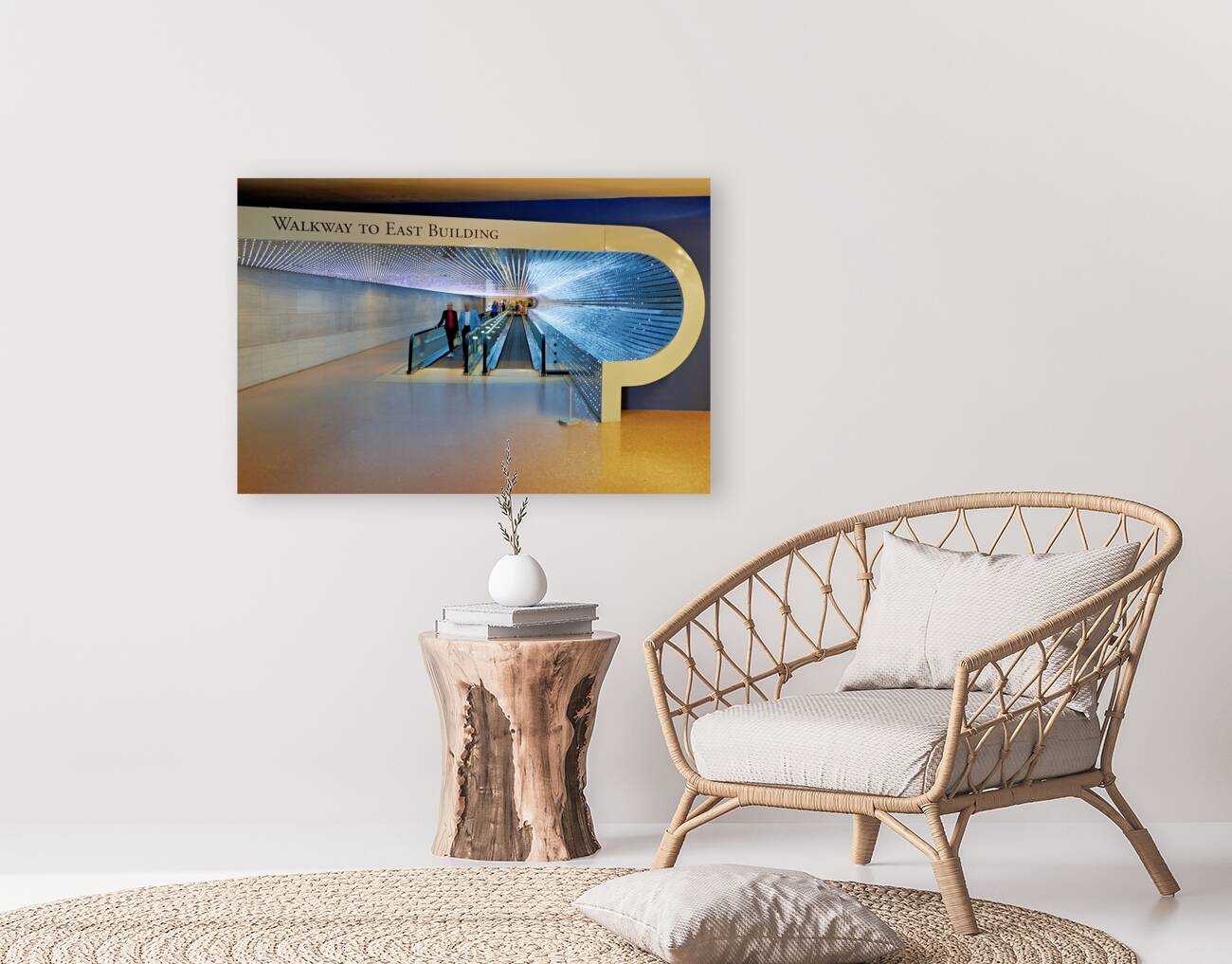 The walkway connecting East and West Buildings of the National Gallery of Art. Washington D.C. Reproduction