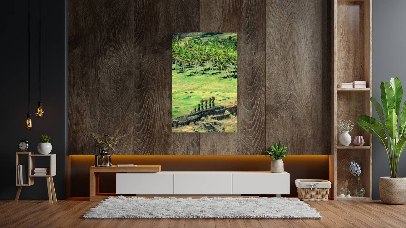 Moai statues at Easter Island Chile. Reproduction