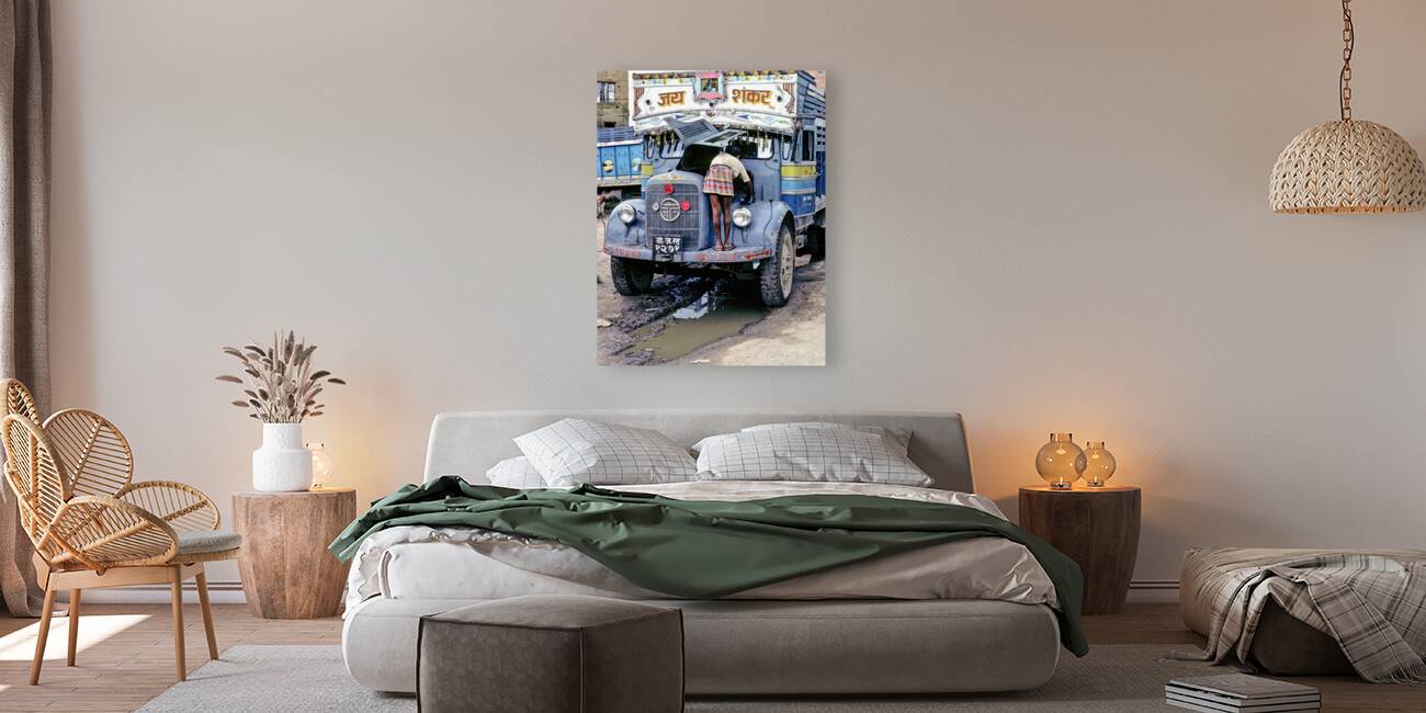 Nepal. Kathmandu. Repairing a truck Reproduction