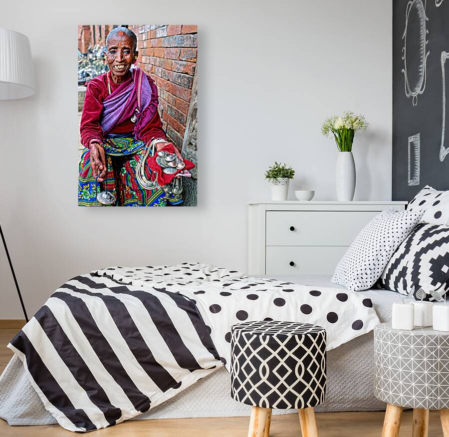 Nepal. Kathmandu. Old woman selling jewels Reproduction