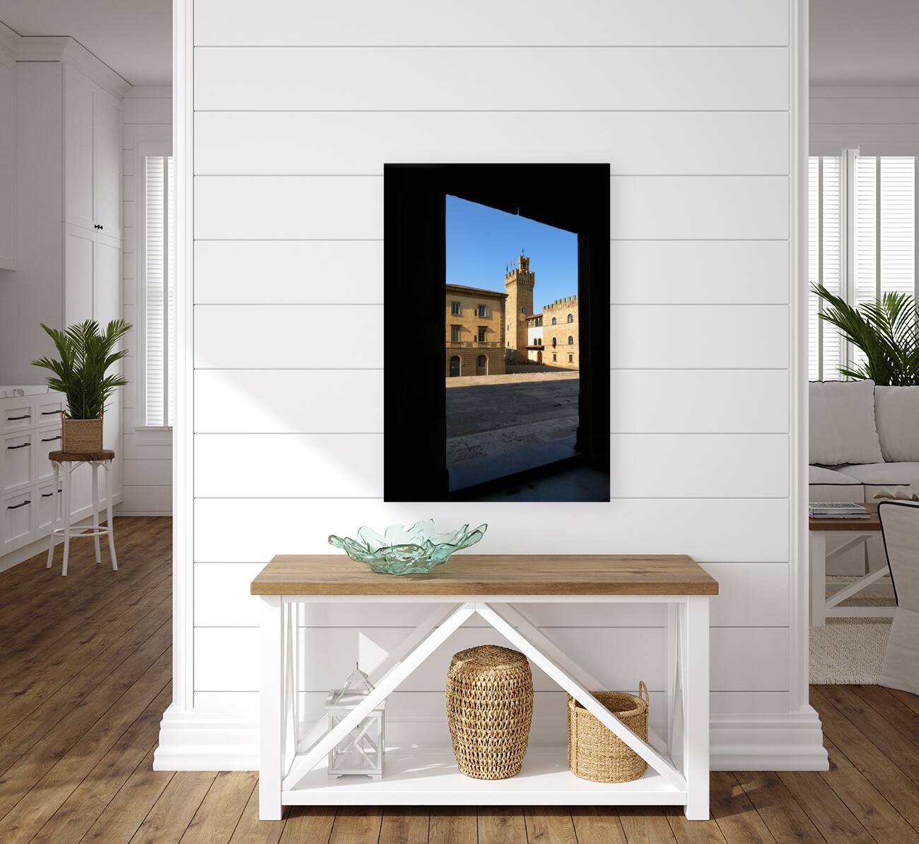 Arezzo Tuscany Italy. Framed view of Palazzo dei Priori Communal Palace Reproduction