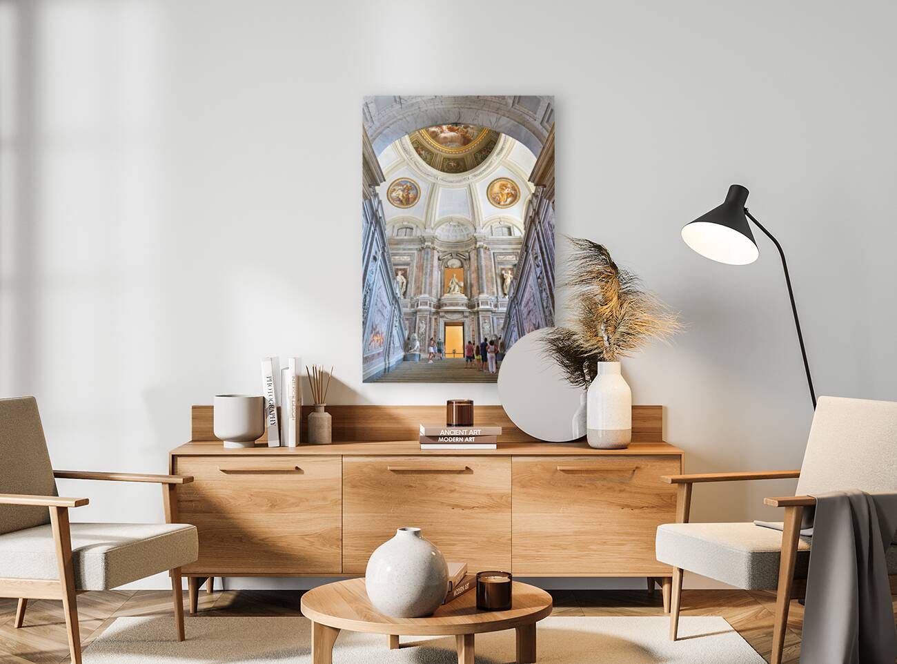 Caserta Campania Italy. The entrance to the Royal Palace and the majestic scalone staircase of honour by Luigi Vanvitelli. Reproduction