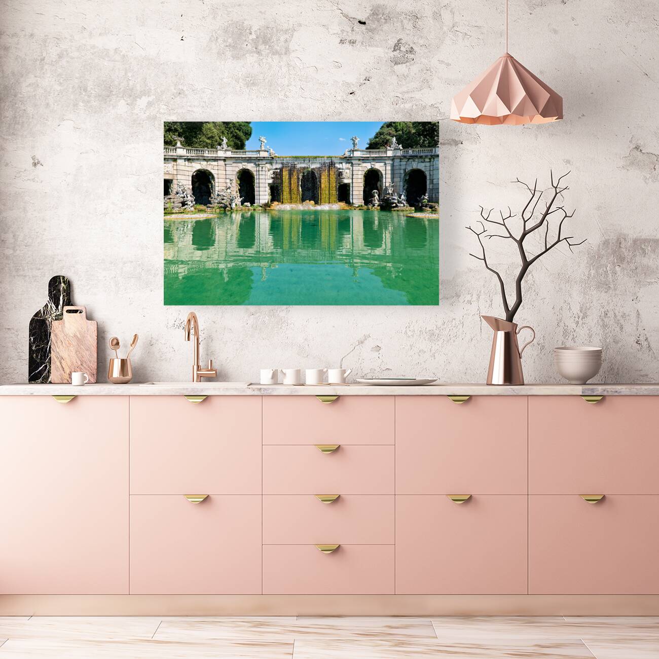 Caserta Campania Italy. The Royal Palace. The fountain of Aeolus Reproduction