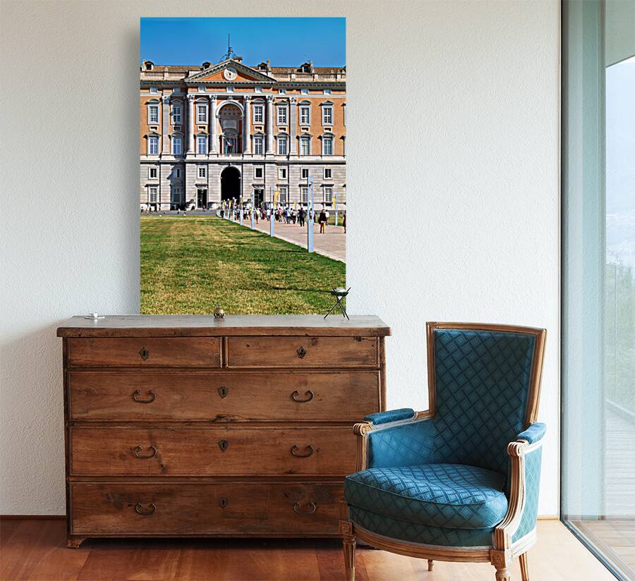 Caserta Campania Italy. The Royal Palace. Visitors approaching the entrance Reproduction