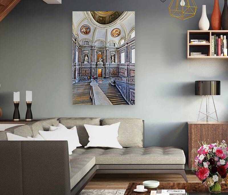 Caserta Campania Italy. The scalone staircase of honour by Luigi Vanvitelli at the Royal Palace Reproduction