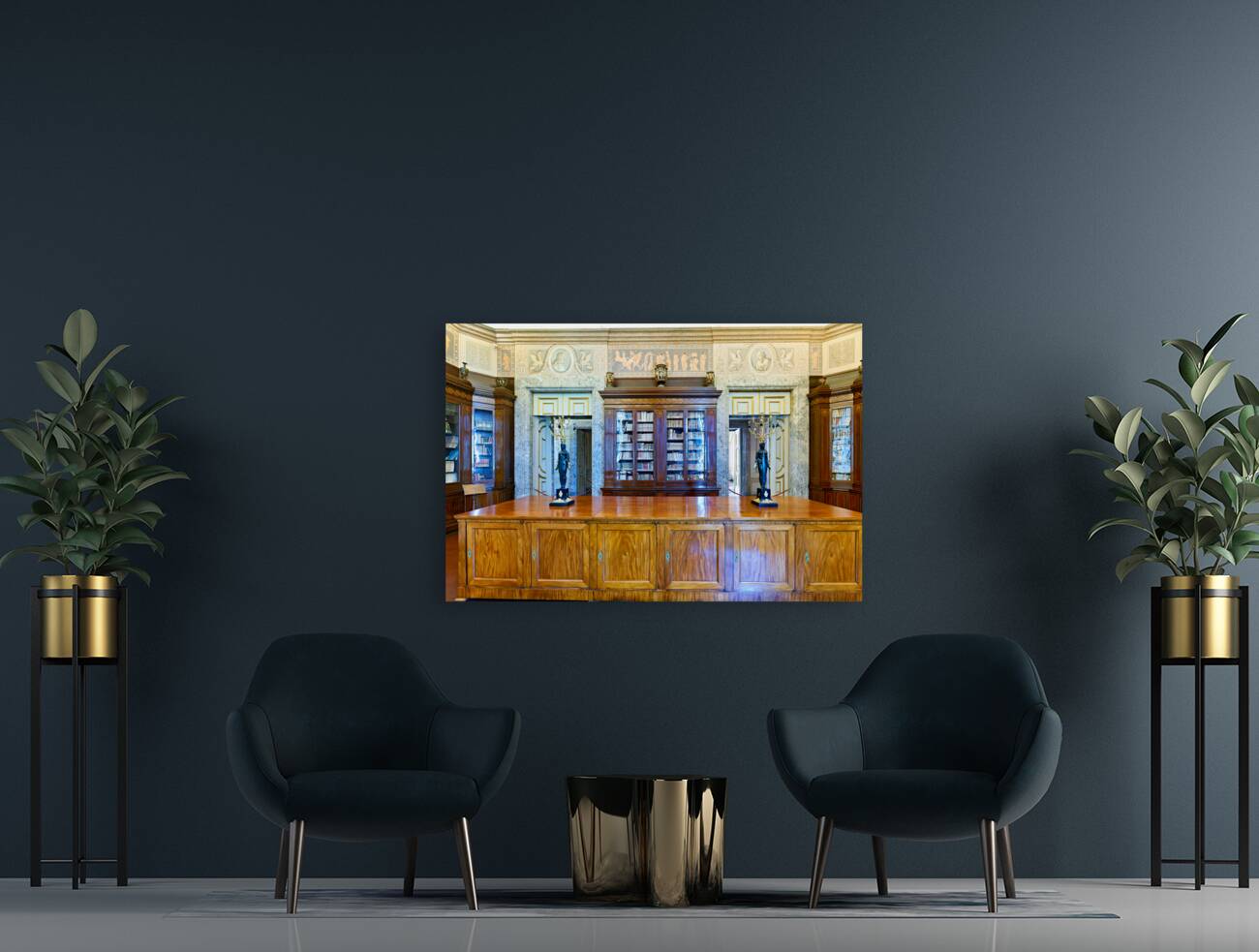 Caserta Campania Italy. The Royal Palace. The Palatine Library Reproduction