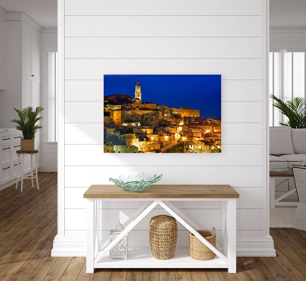 Matera Basilicata Italy. Cityscape ay sunset Reproduction