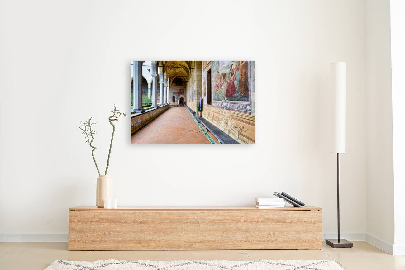 Naples Campania Italy. Santa Chiara Basilica Church. The cloister of the Clarisses Reproduction