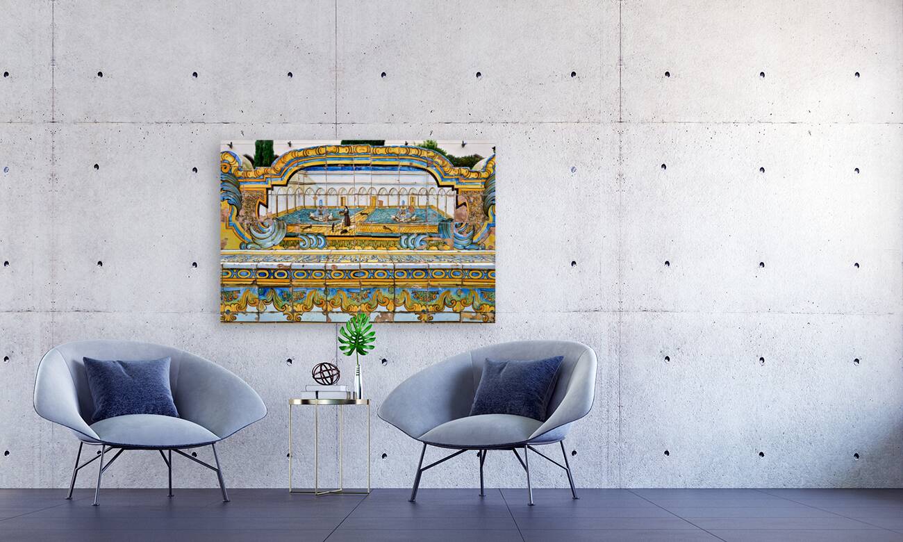 Naples Campania Italy. Santa Chiara Basilica Church. The cloister of the Clarisses Reproduction