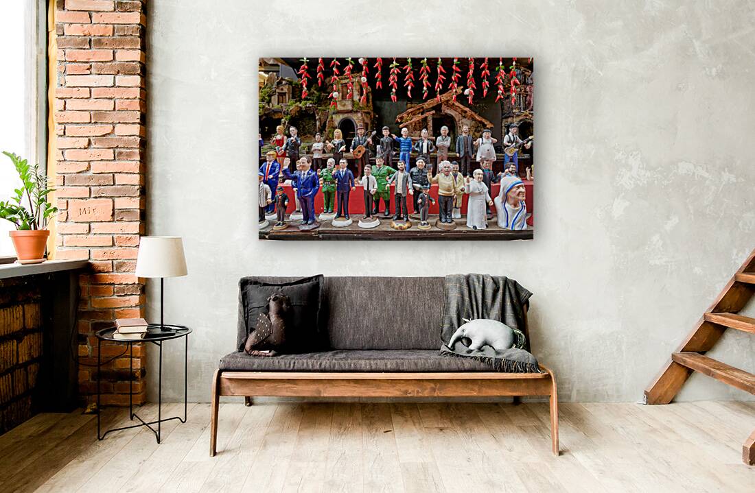 Naples Campania Italy. Statues figurines of the Christmas Nativity Scene in the artisan workshops of Via San Gregorio Armeno Reproduction