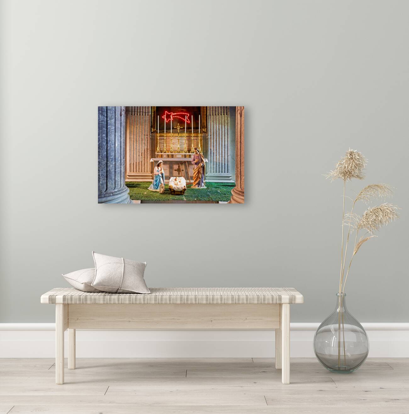 Naples Campania Italy. Nativity scene inside Basilica reale pontificia di San Francesco di Paola in Piazza Plebiscito Reproduction