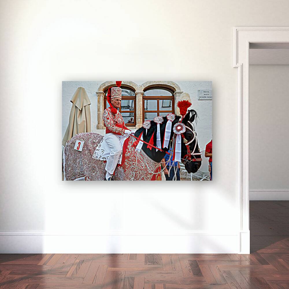 Apulia Puglia Italy. Ostuni. Festival of Saint Orontius. The cavalcata a procession of horses in the streets of the town Reproduction