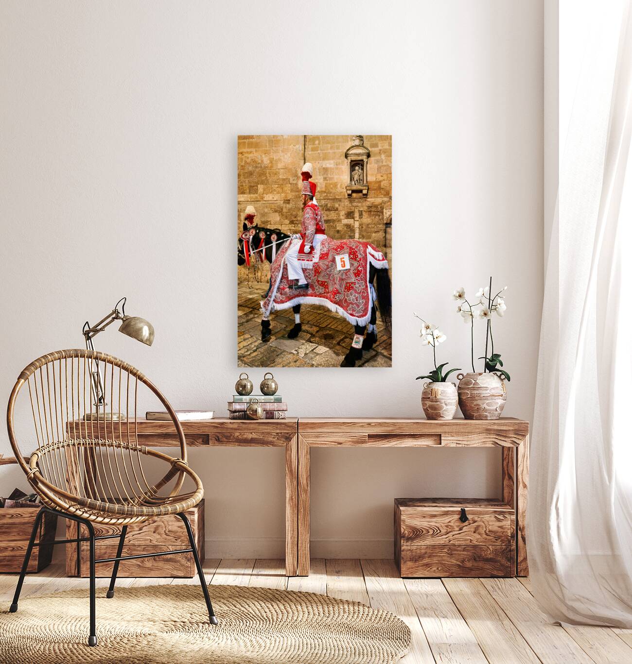 Apulia Puglia Italy. Ostuni. Festival of Saint Orontius. The cavalcata a procession of horses in the streets of the town Reproduction