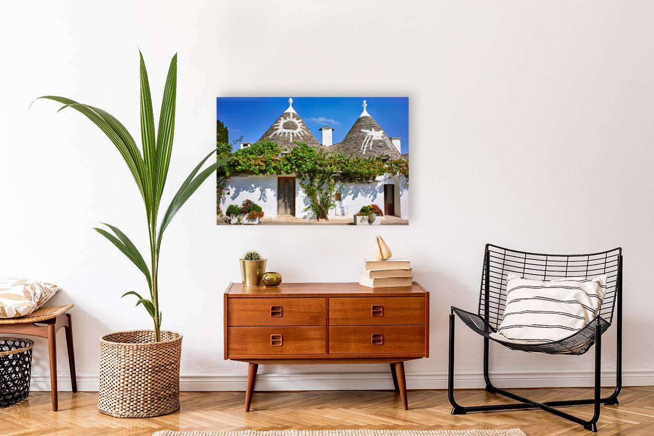 Apulia Puglia Italy. Alberobello. Trulli: traditional Apulian dry stone huts with a conical roof. Reproduction