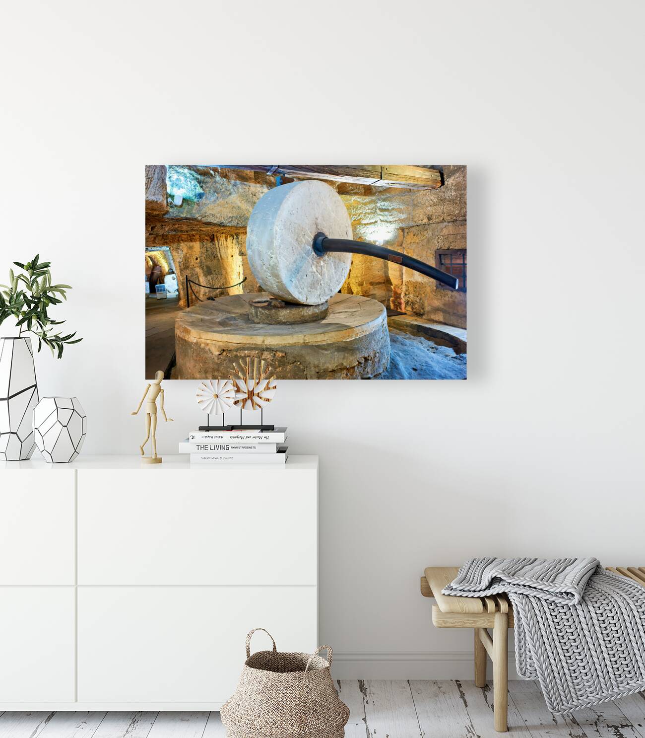 Salento. Apulia Puglia Italy. Gallipoli. Old olives crusher. Frantoio Oleario Ipogeo di Palazzo Granafei Reproduction