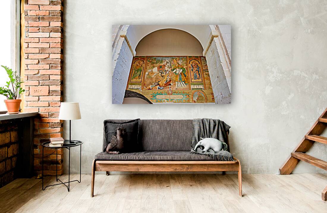 Salento. Apulia Puglia Italy. Galatina. Santa Caterina dAlessandria church. Frescoes in the cloister Reproduction