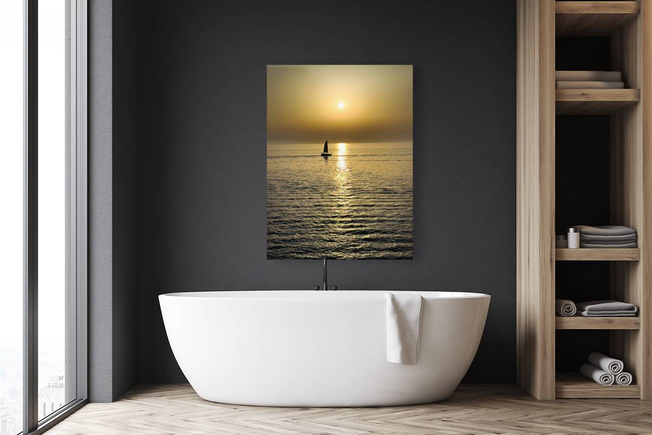 Gallipoli Puglia Salento Italy. Sailing boat at sunset Reproduction