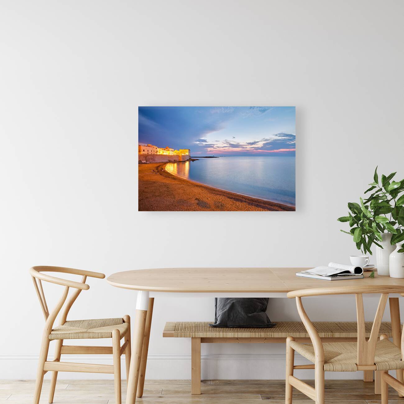 Salento. Apulia Puglia Italy. Gallipoli. Sunset on the waterfront Reproduction