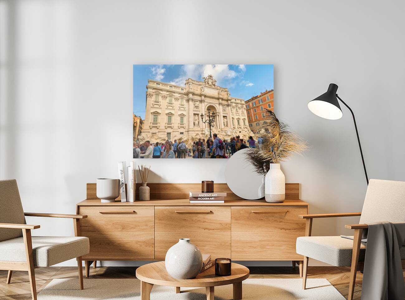 Rome Lazio Italy. Crowd of tourists at Trevi fountain Reproduction