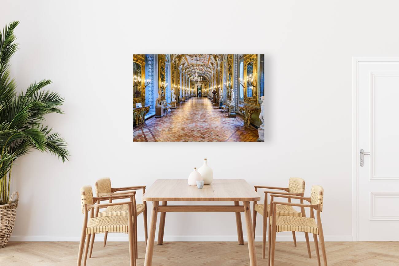 Rome Lazio Italy. The Doria Pamphilj Gallery is a large art collection housed in the Palazzo Doria Pamphilj. Galleria degli specchi mirrors gallery Reproduction