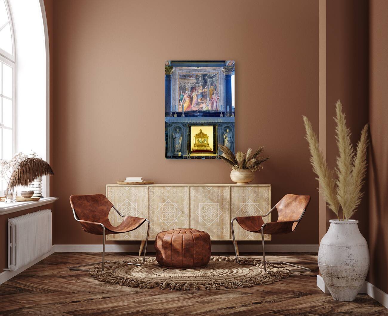 Rome Lazio Italy. San Pietro in Vincoli Saint Peter in Chains. Reliquary containing the chains of St Peter. Frescos by Giacomo Coppi Reproduction