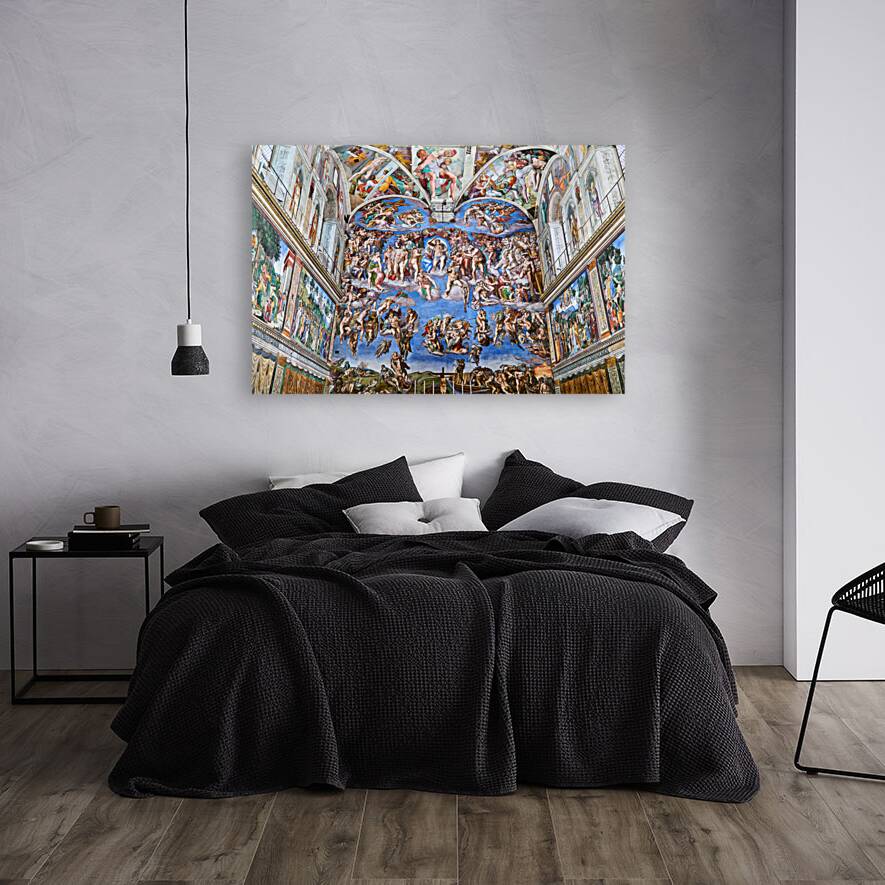 Rome Lazio Italy. The Vatican Museums in Vatican City. Sistine Chapel by Michelangelo. The Last Judgement Reproduction