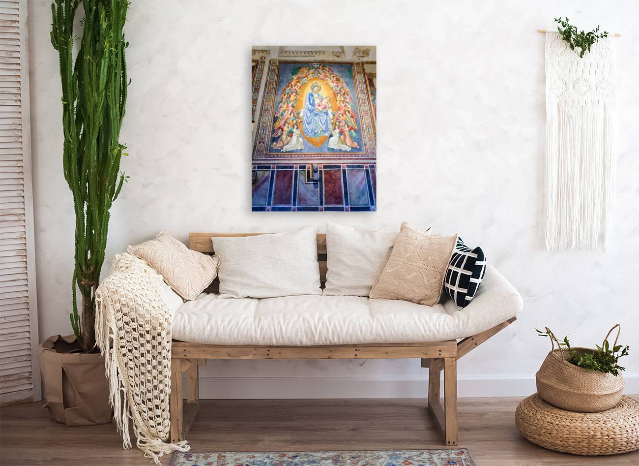 San Gimignano. Tuscany. Italy. Frescoes in the church of San Lorenzo in Ponte. Madonna col Bambino in gloria Madonna with Child in Glory by Simone Martini Reproduction