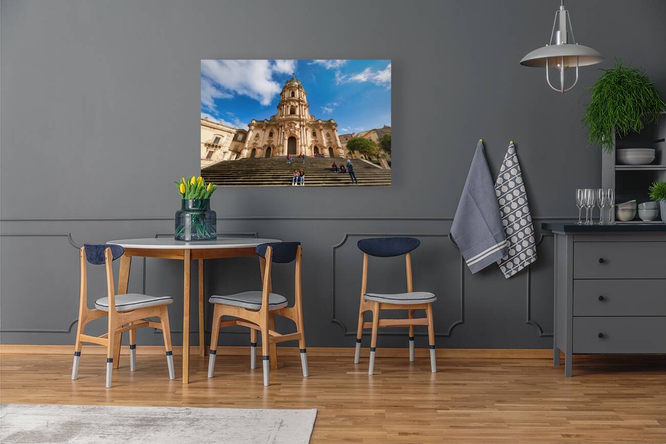 Duomo of San Giorgio Cathedral in Modica Sicily Italy Reproduction