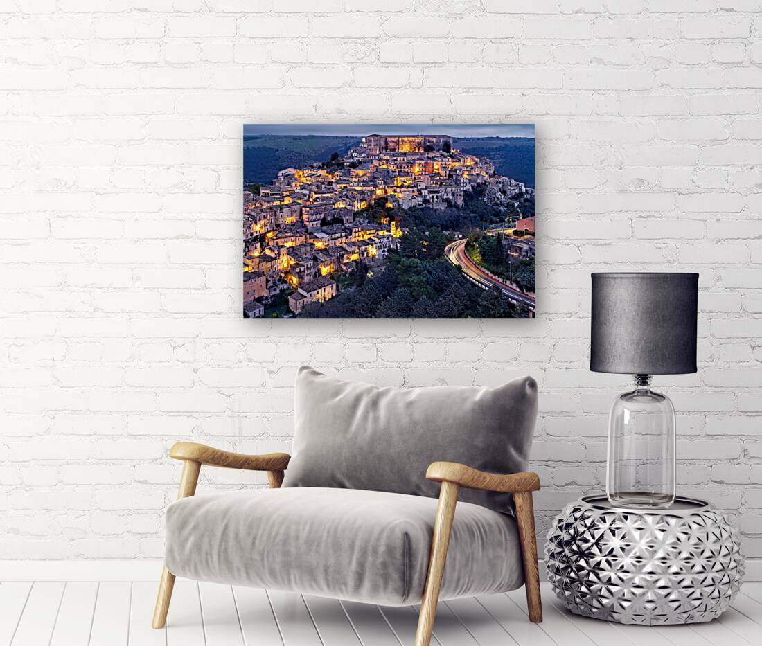 Ragusa Ibla Sicily Italy. Cityscape at sunset Reproduction