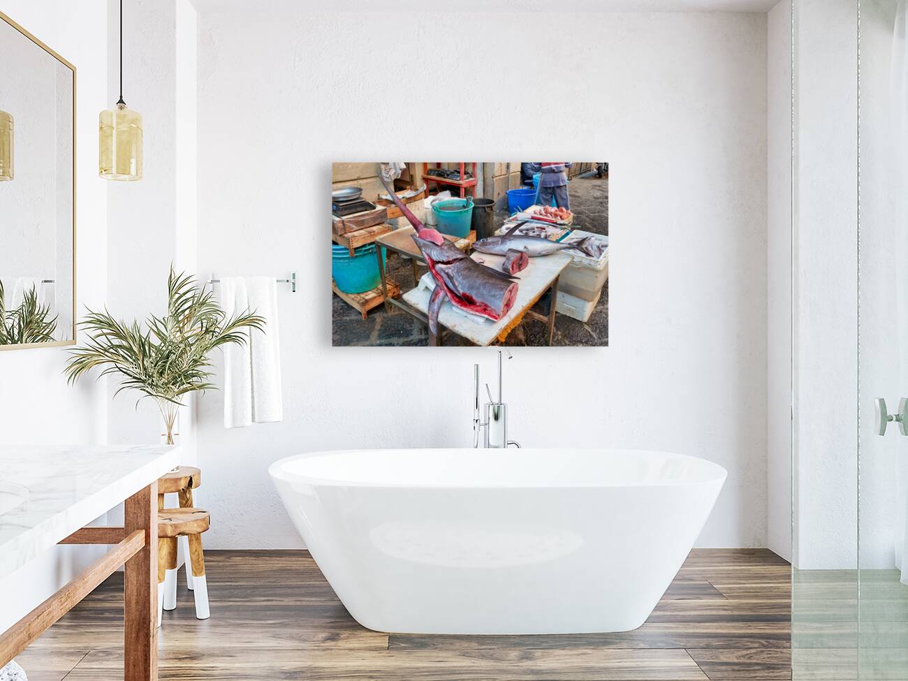 Piscaria the street daily market in Catania Sicily Italy. Fresh fish meat vegetables Reproduction