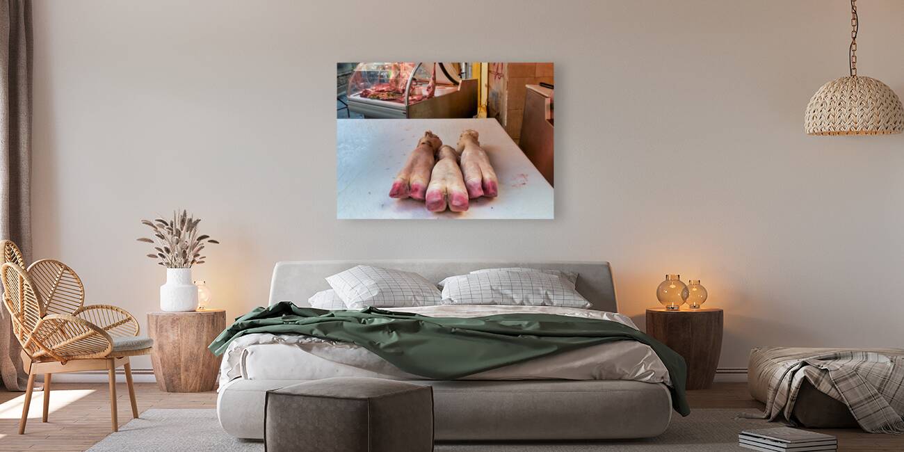 Piscaria the street daily market in Catania Sicily Italy. Fresh fish meat vegetables Reproduction