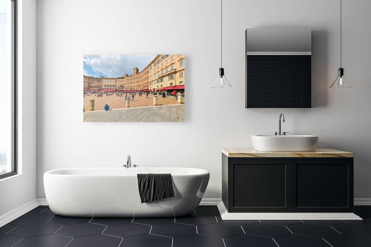 Siena Tuscany Italy. Restaurants in Piazza del Campo Reproduction