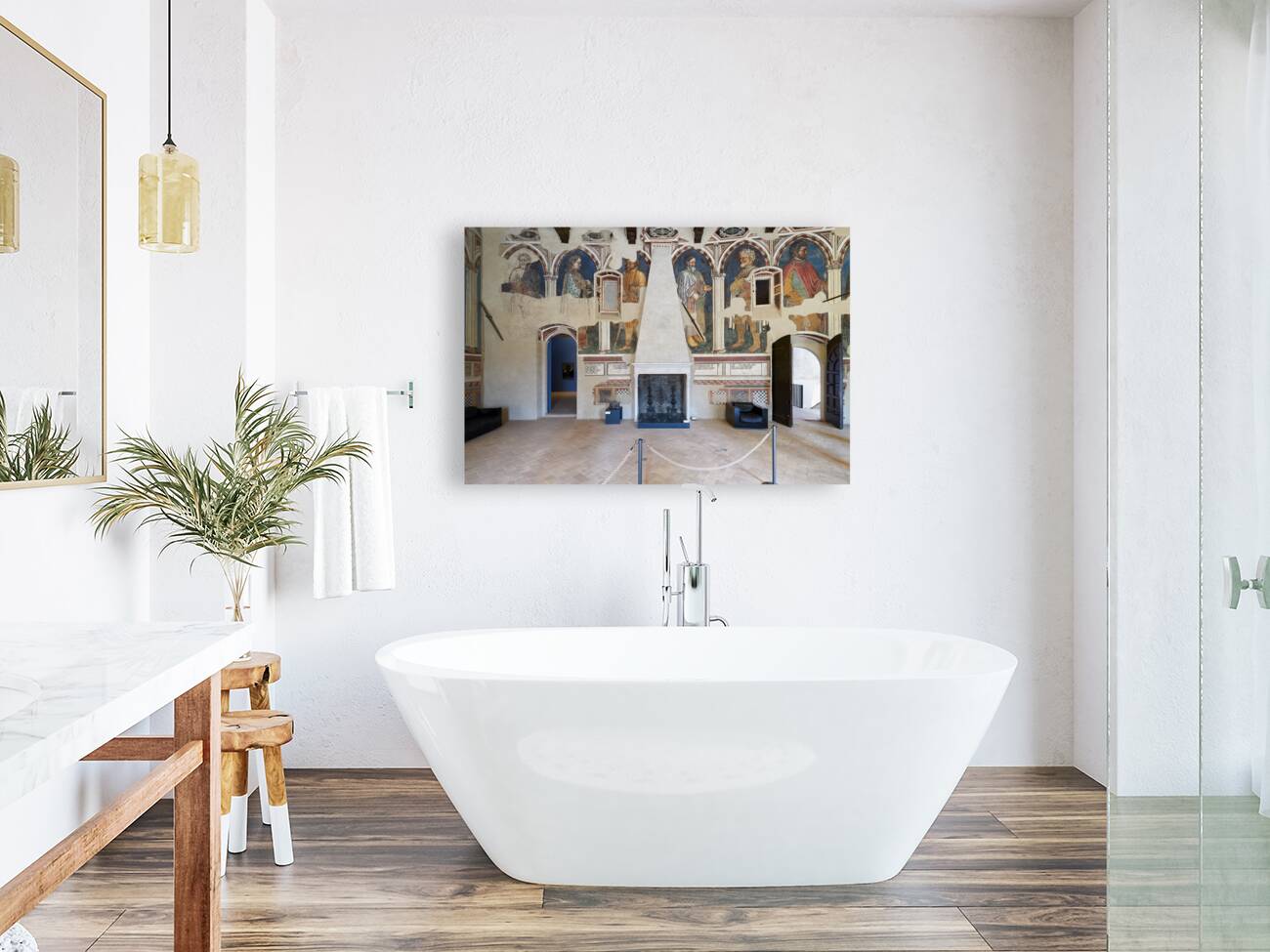 Foligno Umbria Italy. Frescoes at Trinci Palace Palazzo Trinci a patrician residence and museum. Reproduction