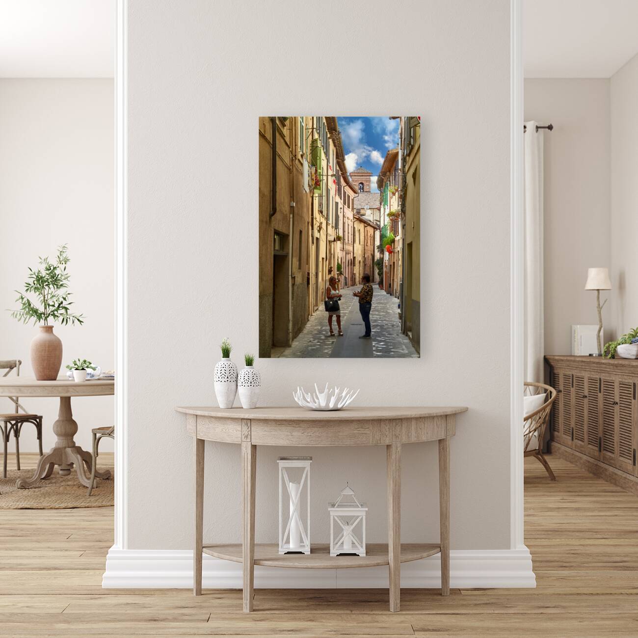 Foligno Umbria Italy. Talking in the alleys of the old town Reproduction